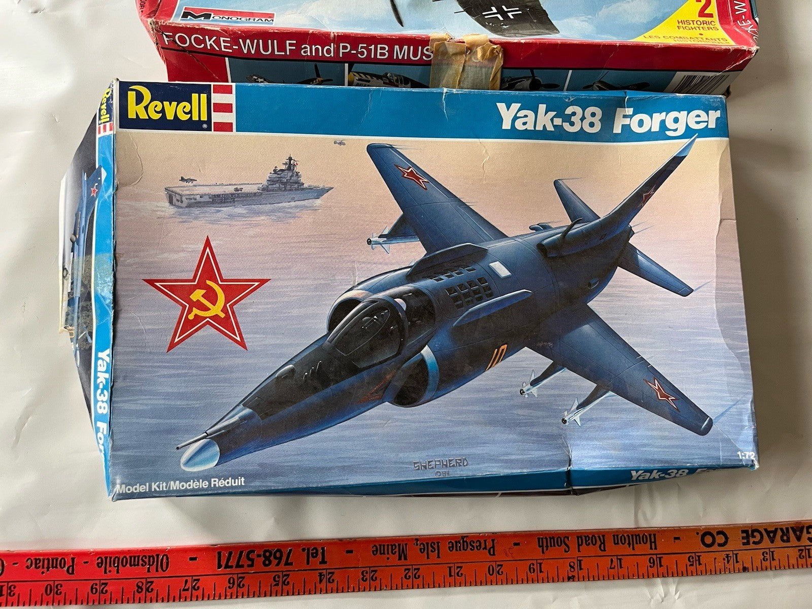 3-Vintage Model Kits  RF-101B Recon Kit; Reveal Yak-38 Forger; P-51B 1:48 Scale