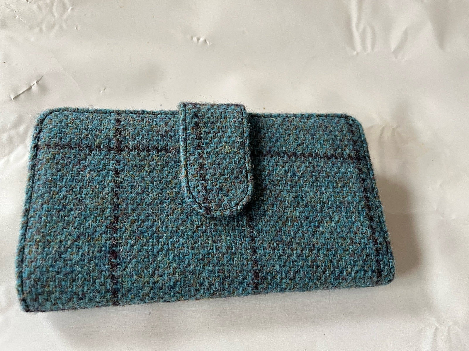 Harris Tweed Womens Blue Plaid Snap Wallet Glen Alpine Of Scotland Tag