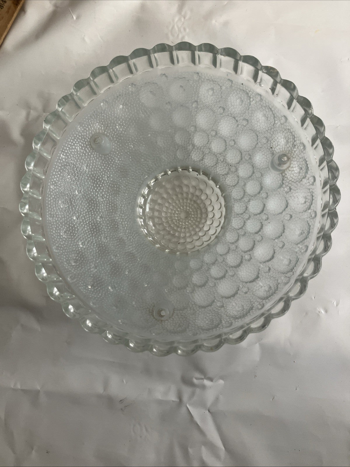 10” White Glass Art Deco Ceiling Light Shade Antique Cover Hobnail Bubble; Clear