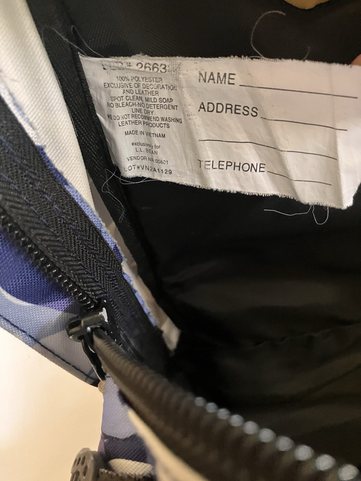 L.L.Bean Purple Two Toned And White large Backpack NOT monogrammed!