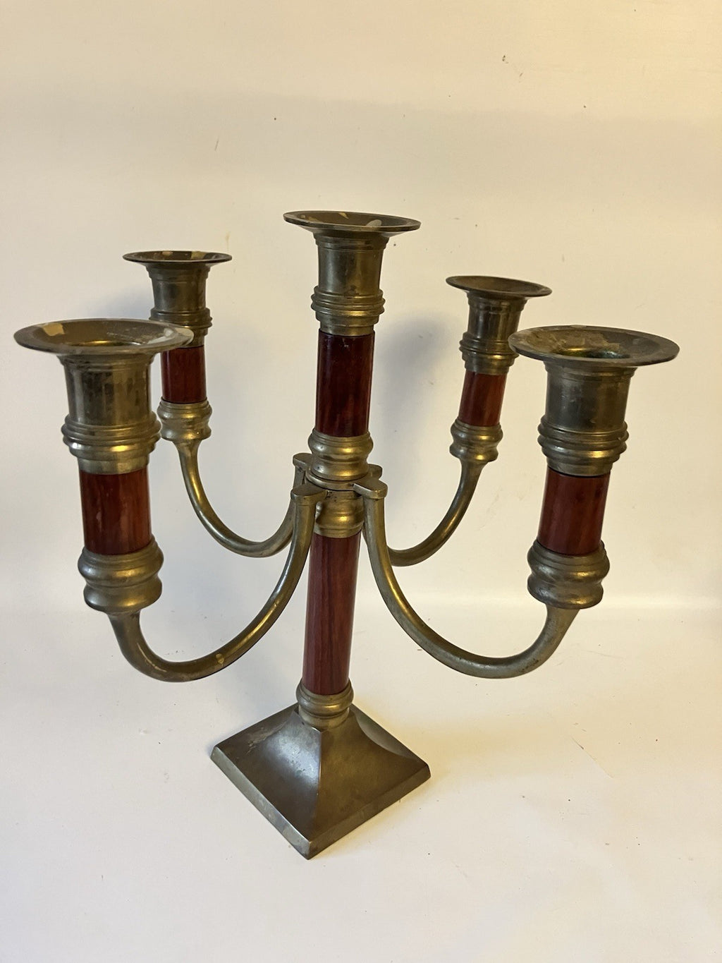 Vintage Brass 4 Arm Adjustable Candelabra With Traditional 5 Candle Capacity