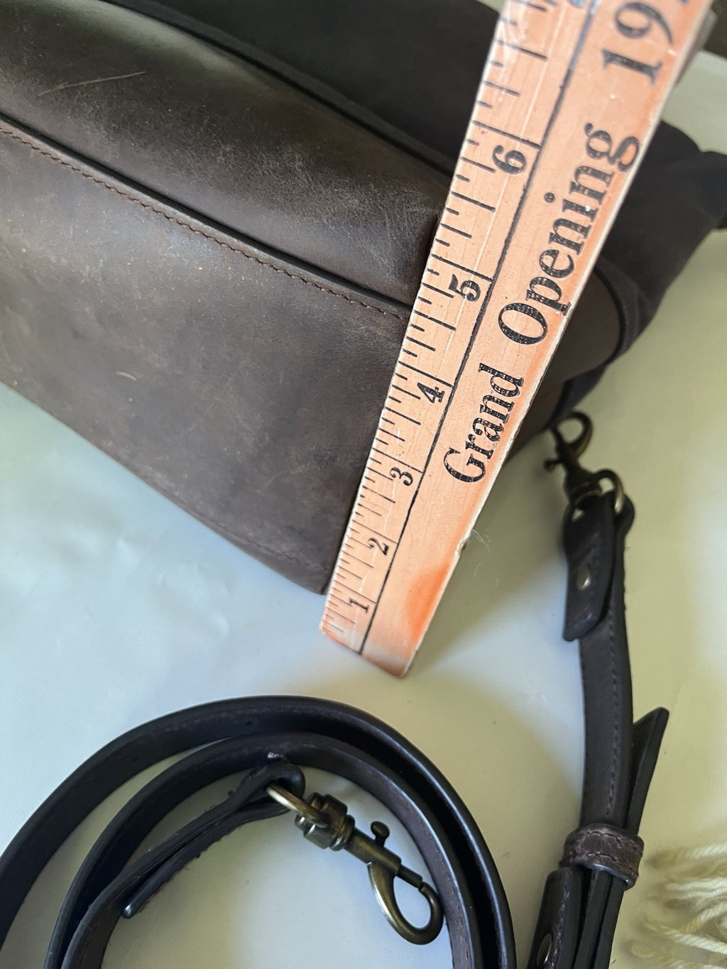 LL Bean Waxed Canvas Crossbody Bag Navy Blue and Brown Leather Logo Liner Medium