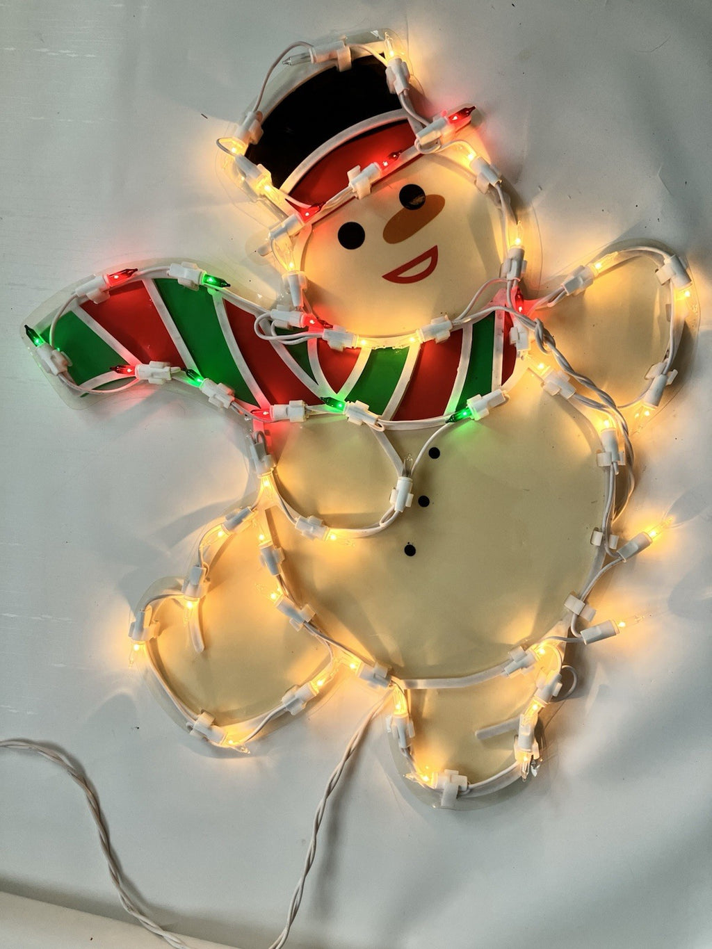 2000s Holiday Light Window Display Lot Of 3.  Work! Snowman, Cane, Lantern 18”