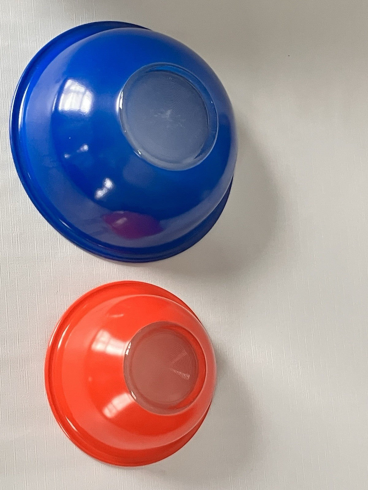 Vintage PYREX Primary/Clear Bottom Bowls-2.5 L; 1 L Blue And Red 1980s