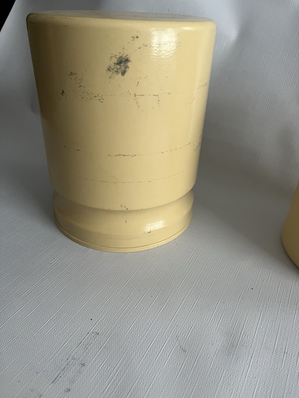 Kromex Metal Canister Set 3 Rare Beige/Brown Fruit & Vegetables w/ Plastic Lids