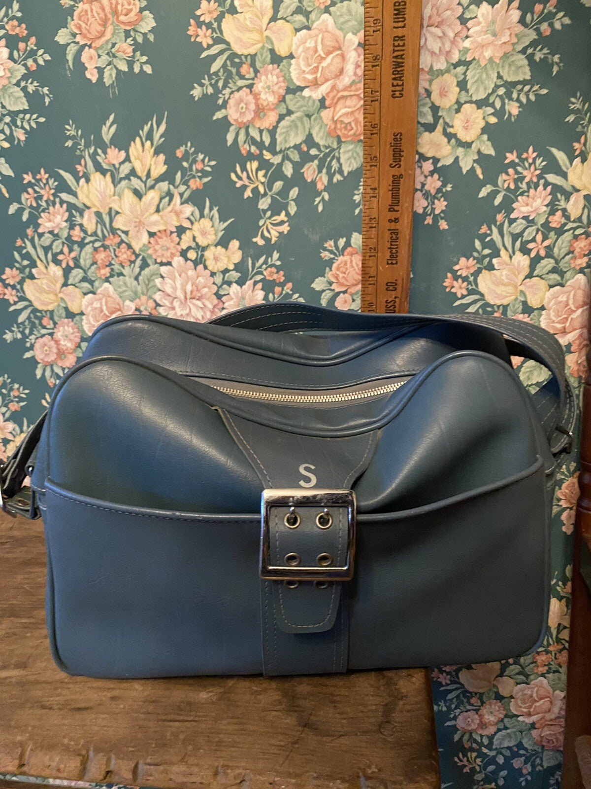 Vintage Samsonite Shoulder Travel Bag Medium Blue Mid Century
