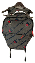 Unisex Champion Grey Back Pack with Navy/Red Logo.