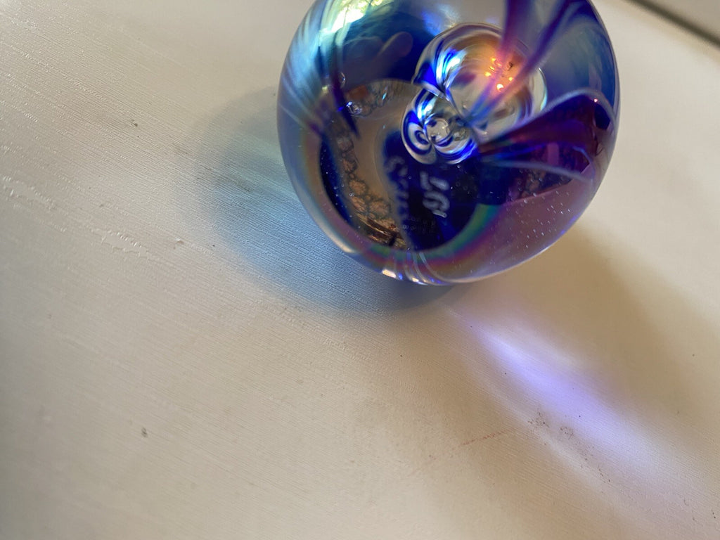 Glass Eye Studio (GES) 1997 Dichroic Egg Shaped Glass Paperweig