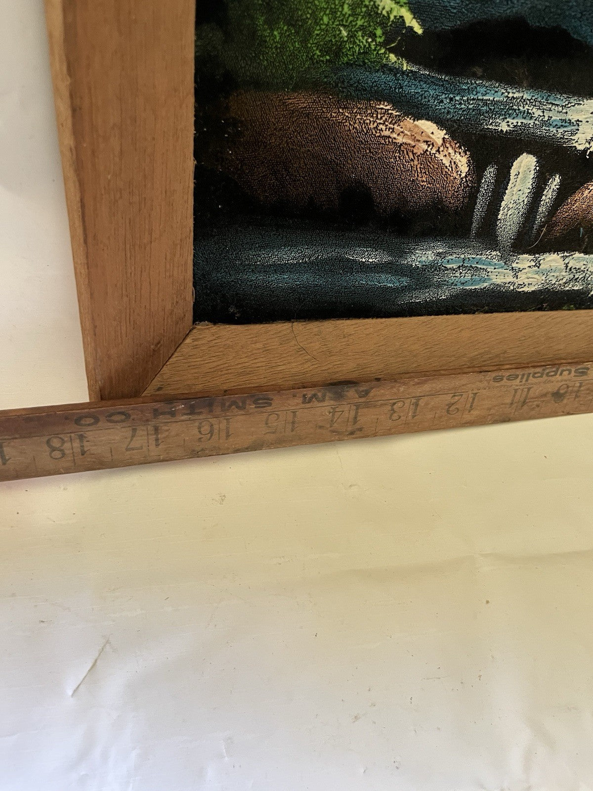 1970’s Vintage Black Velvet Painting With Homemade Wooden Frame 18x12” No. Maine