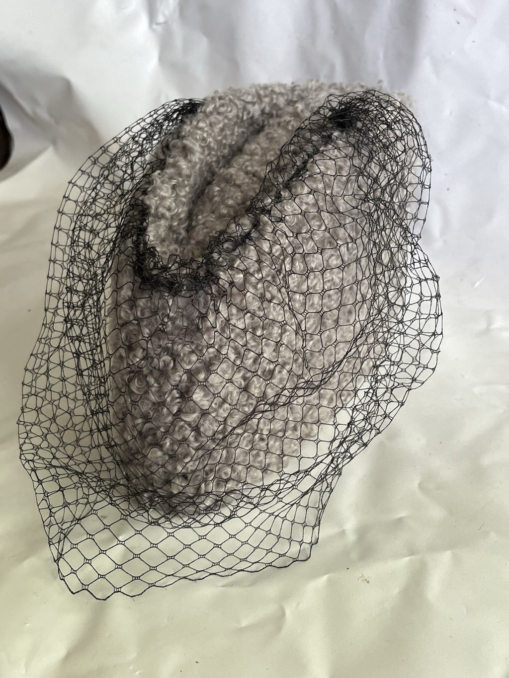 Vintage Women’s Special Karakul Cap Made In Pakistan Grey W/ Lace