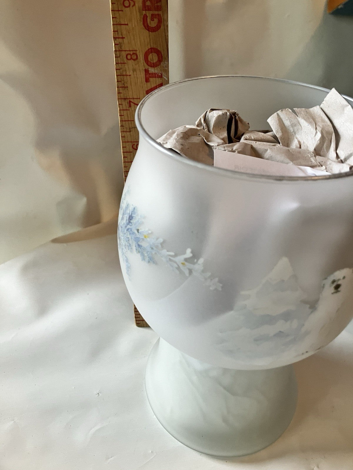 1998 Pfaltzgraff Winter Frost Glass Floating Candle Globe NEW Mint in Open Box