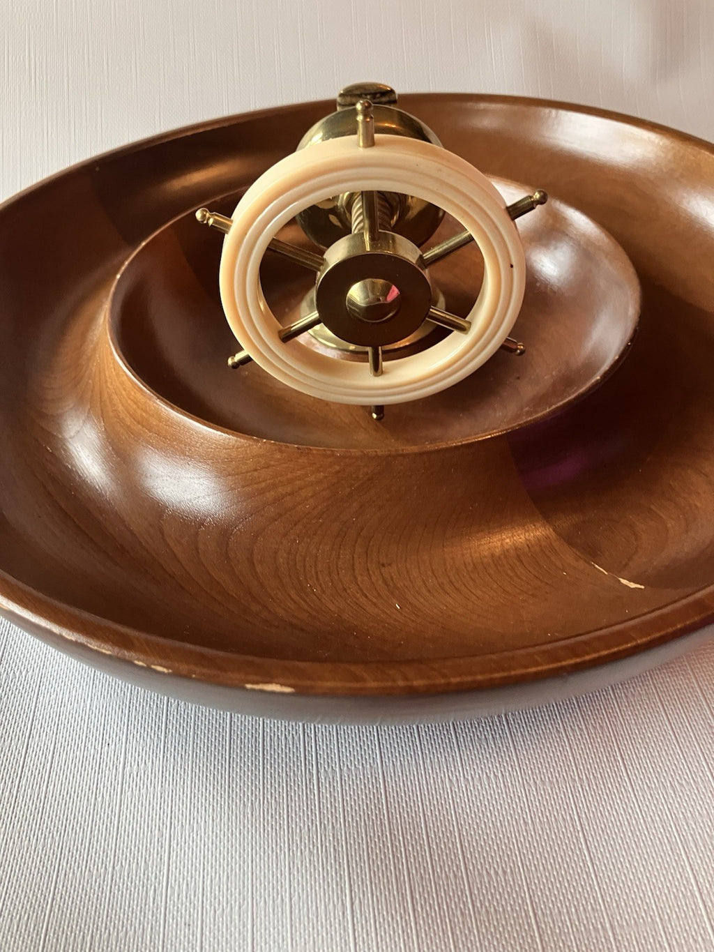 GHS British Mid-Century Bakelite and Brass Mounted Ships Wheel Nut Cracker