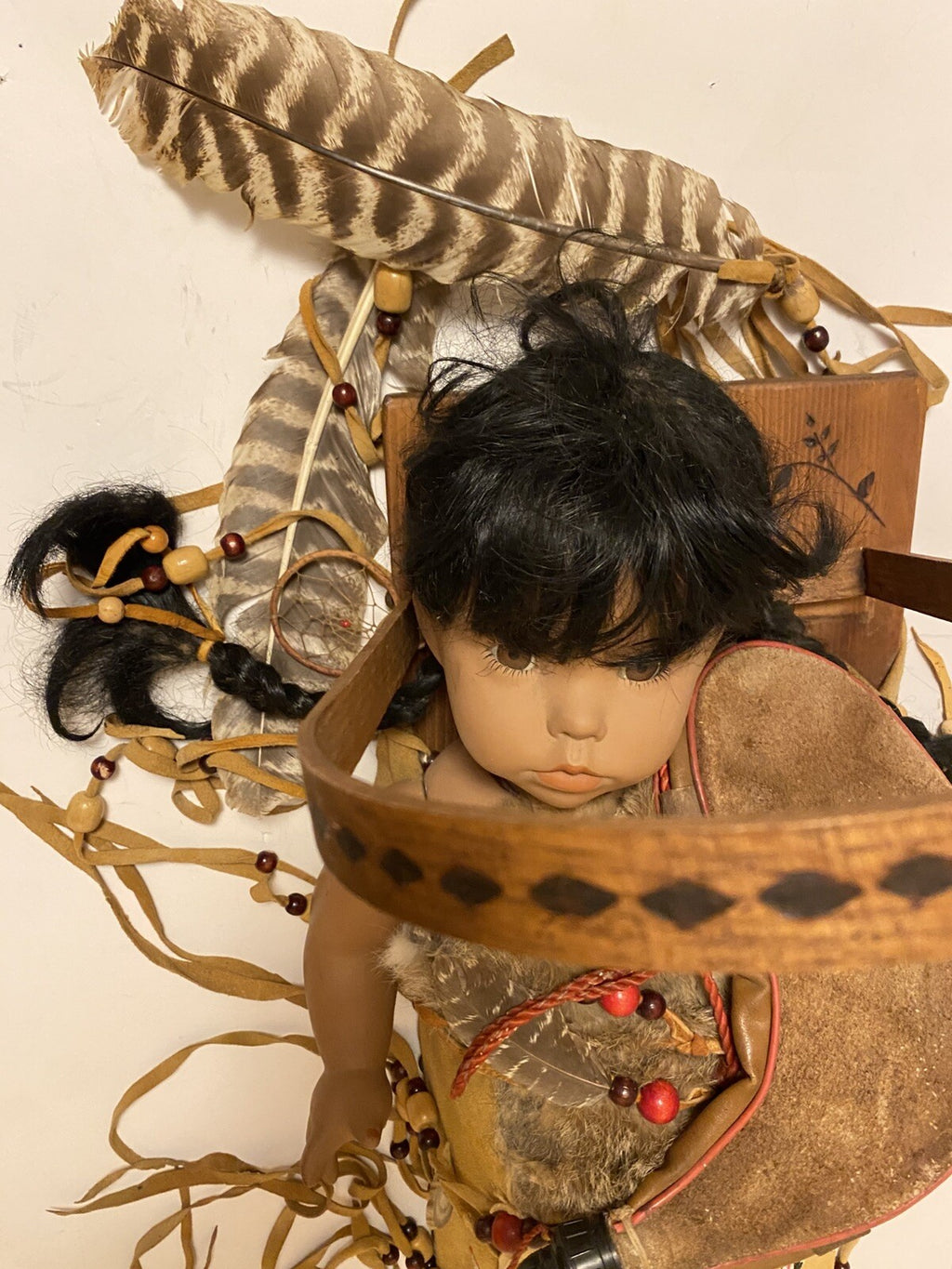 Vintage Native American Mohawk Ceramic Doll 23”