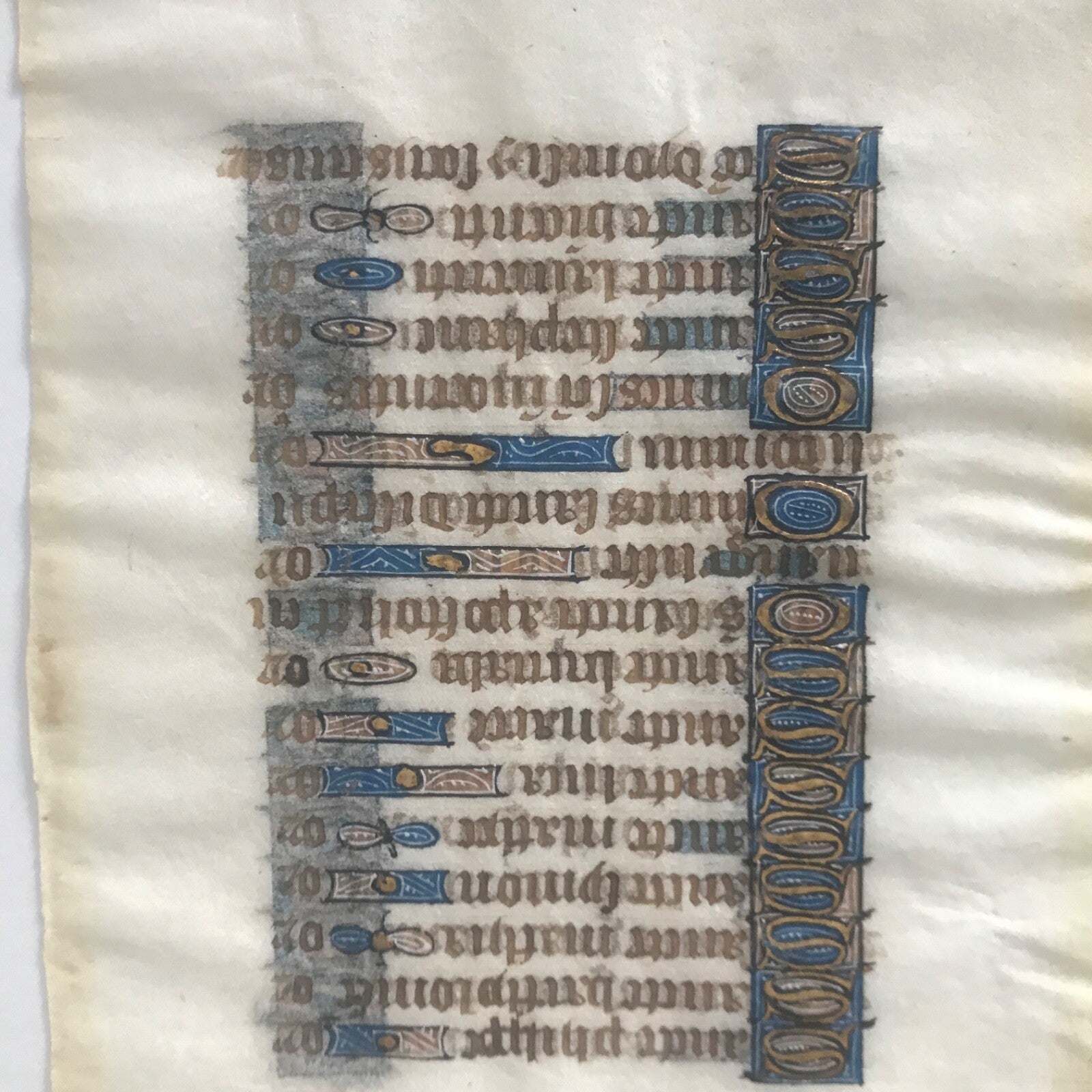 Rare 15th Century Book of Hours Page Double Sided Gold Leaf Litany