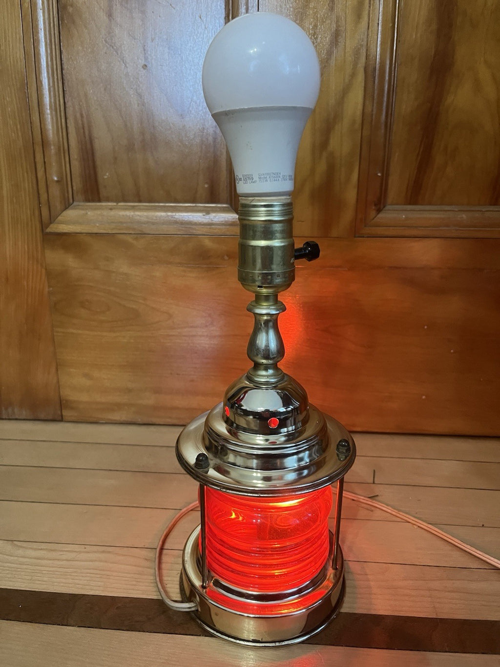 Vintage Nautical Lantern Electric Lamp Green Red Lantern Base 3-Way Lamp 12”