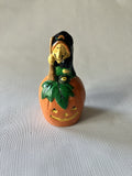 Vintage 4” Ceramic Witch On Pumpkin Bell Halloween Figurine