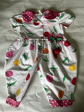Vtg 90s Girls 12 month Cherry Romper; EUC, Vibrant Colors, Snaps, Short Sleeve