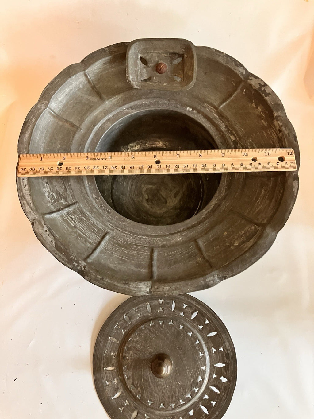 Vintage Mid Eastern Metal Etched Traveling  Basin With Lid/ Rice Pot?