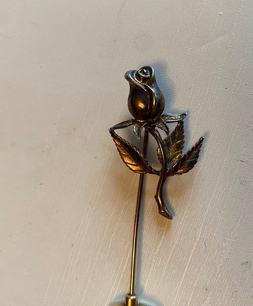 Anson Sterling Silver Rose Stick Scarf Hat Pin Gold Wash