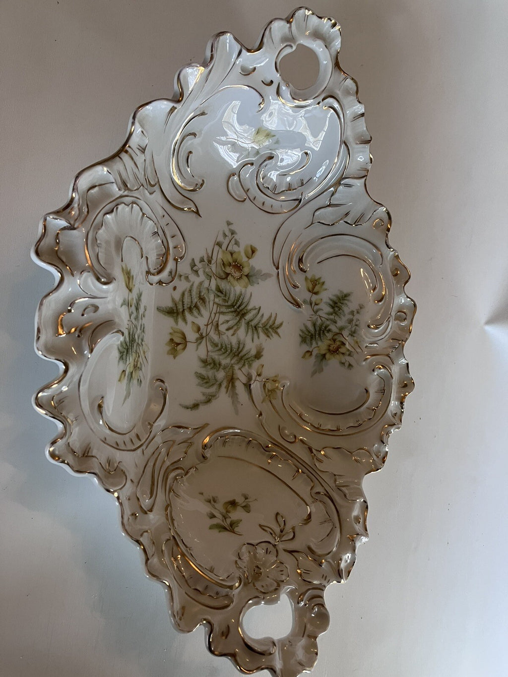 Vintage German C. Tielsch Co. Floral Porcelain Serving Platter. EVC