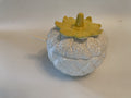 Vintage White & Yellow Jam Jar w/Spoon
