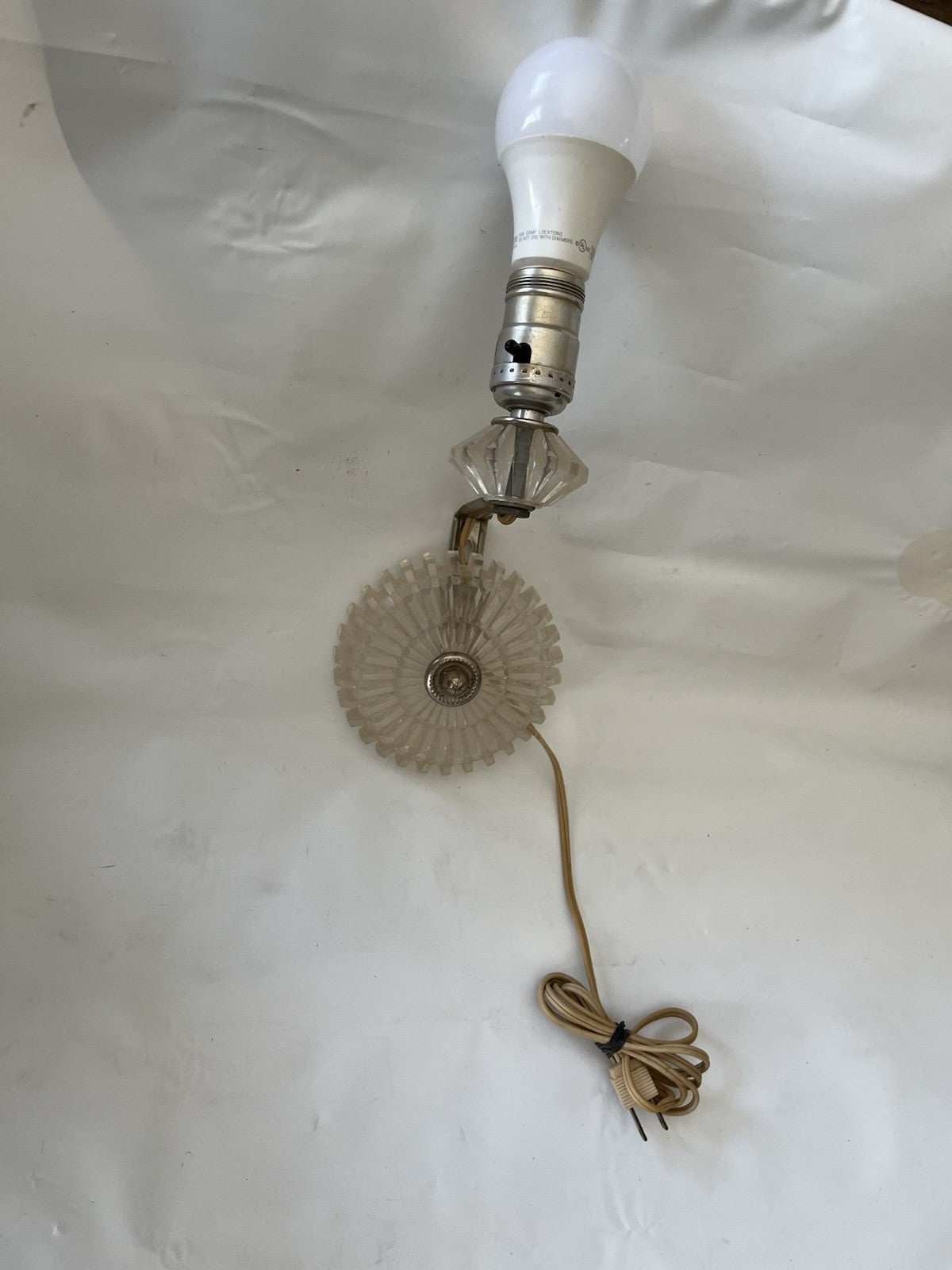 MCM/Vintage Leviton Clear Acrylic Electric Light Wall Sconce Art Deco Works!