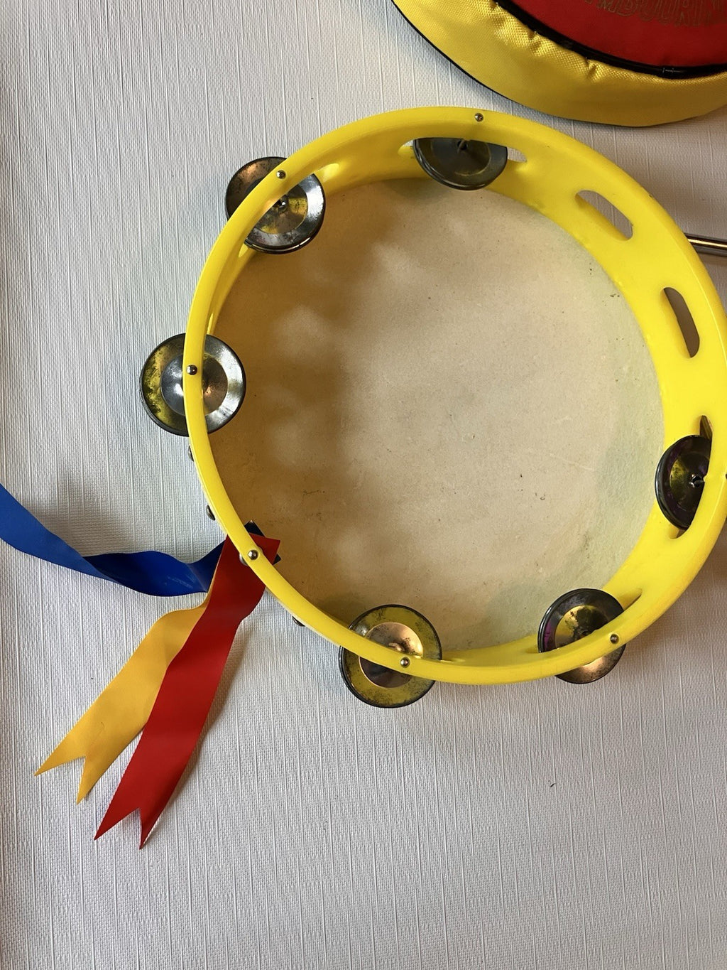 Vintage Child’s Tambourine/Triangle Set With Carrying Case. EVC!