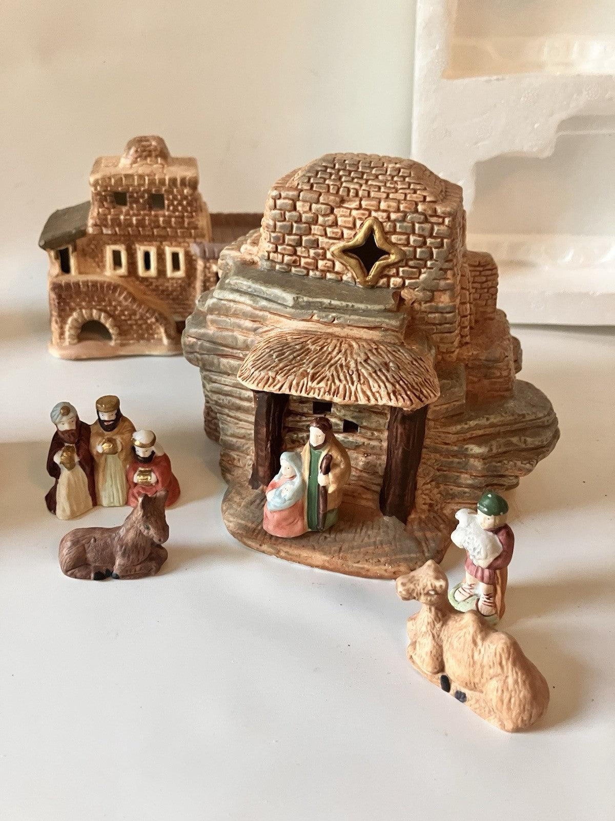Vintage Ceramic Little Town Of Bethlehem’s Nativity Scene With Original Box