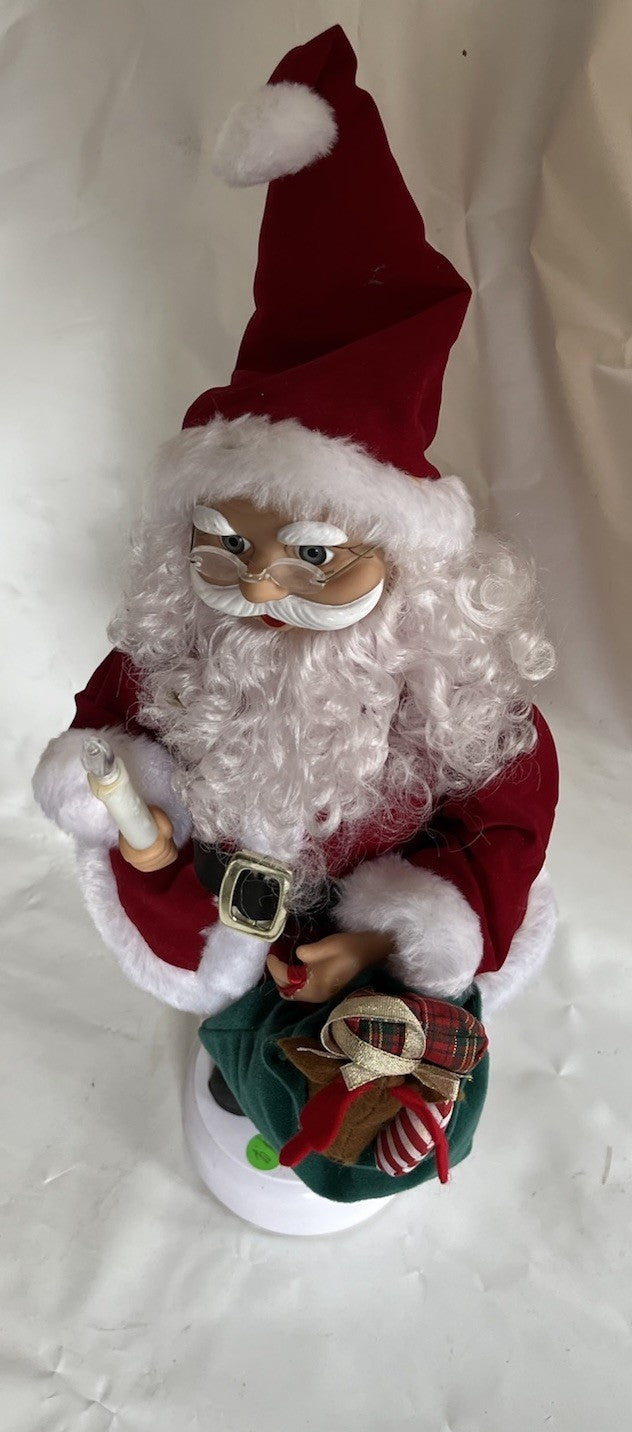 Vintage Christmas Santa With Candle/Toys Movement Figure By Padma