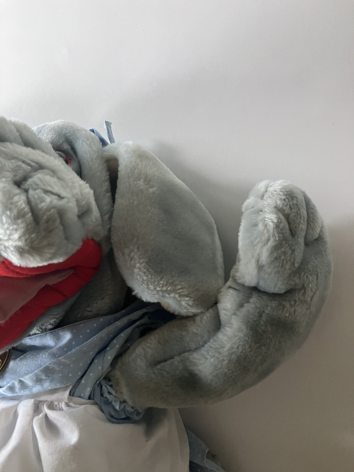 Vintage Ganz Bros Wrinkles The Dog Puppet With Blue Dress EVC