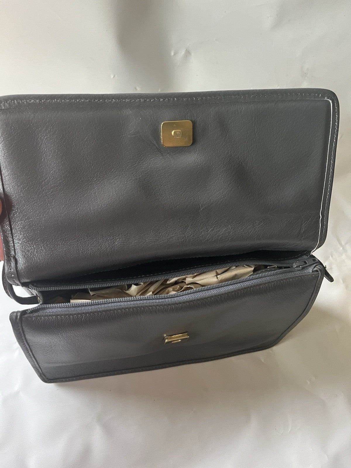 NOS 90’s Talbots Gray Crossbody Leather Bag-Made In Italy