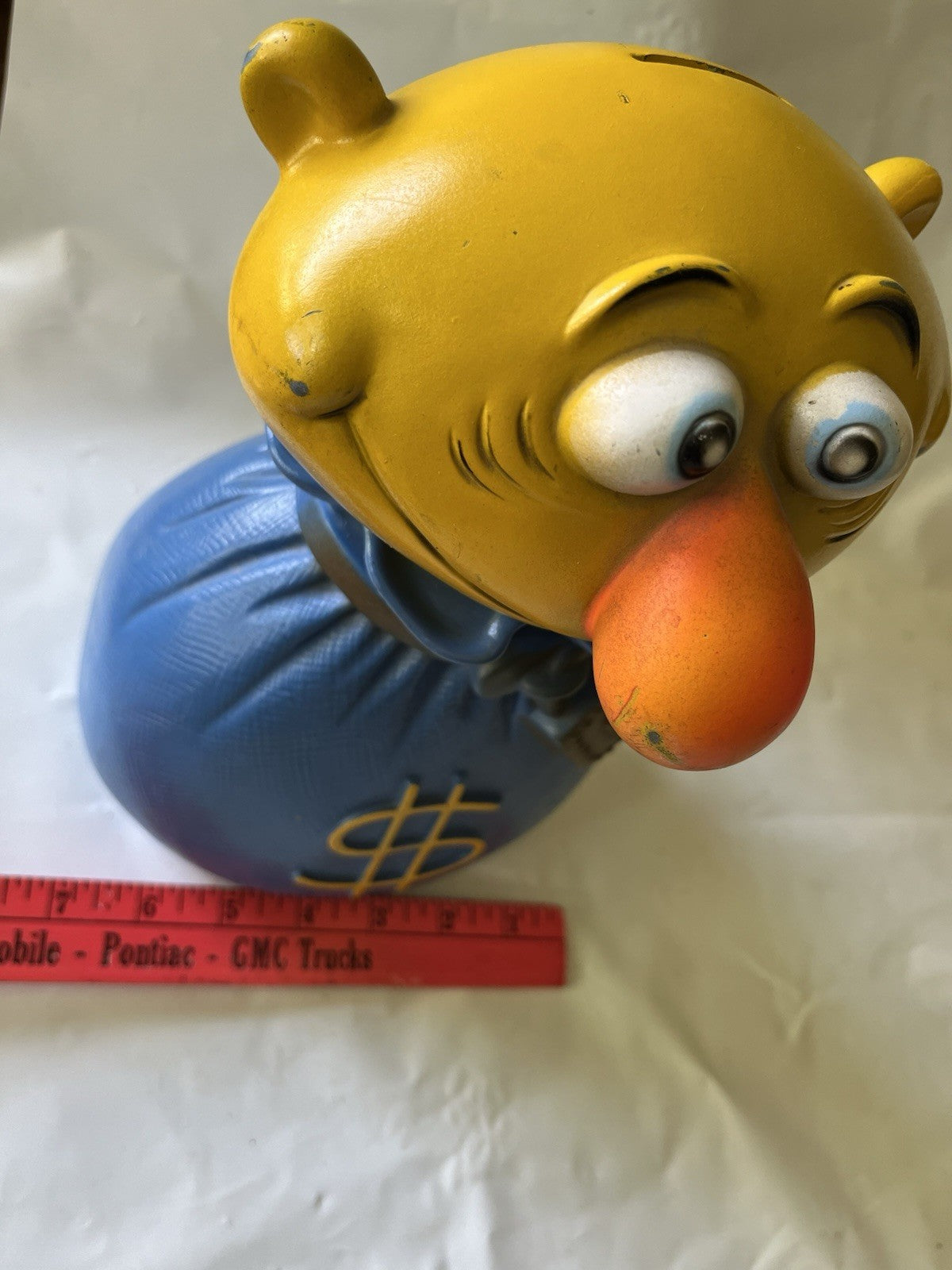 Vintage 1971 Play Pal "Moneybags" Piggy Bank Used; Stopper, Colorful. GUC