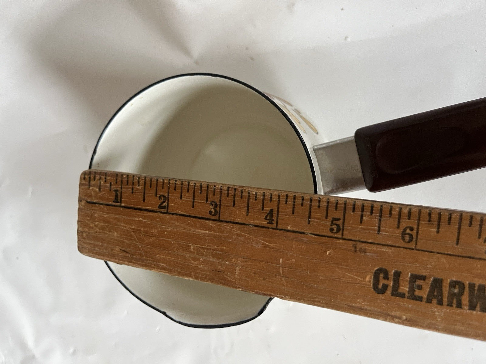 Vintage Country Flowers Sauce Pan Pot 1 Qt Sanko Ware Porcelain Enamel Japan