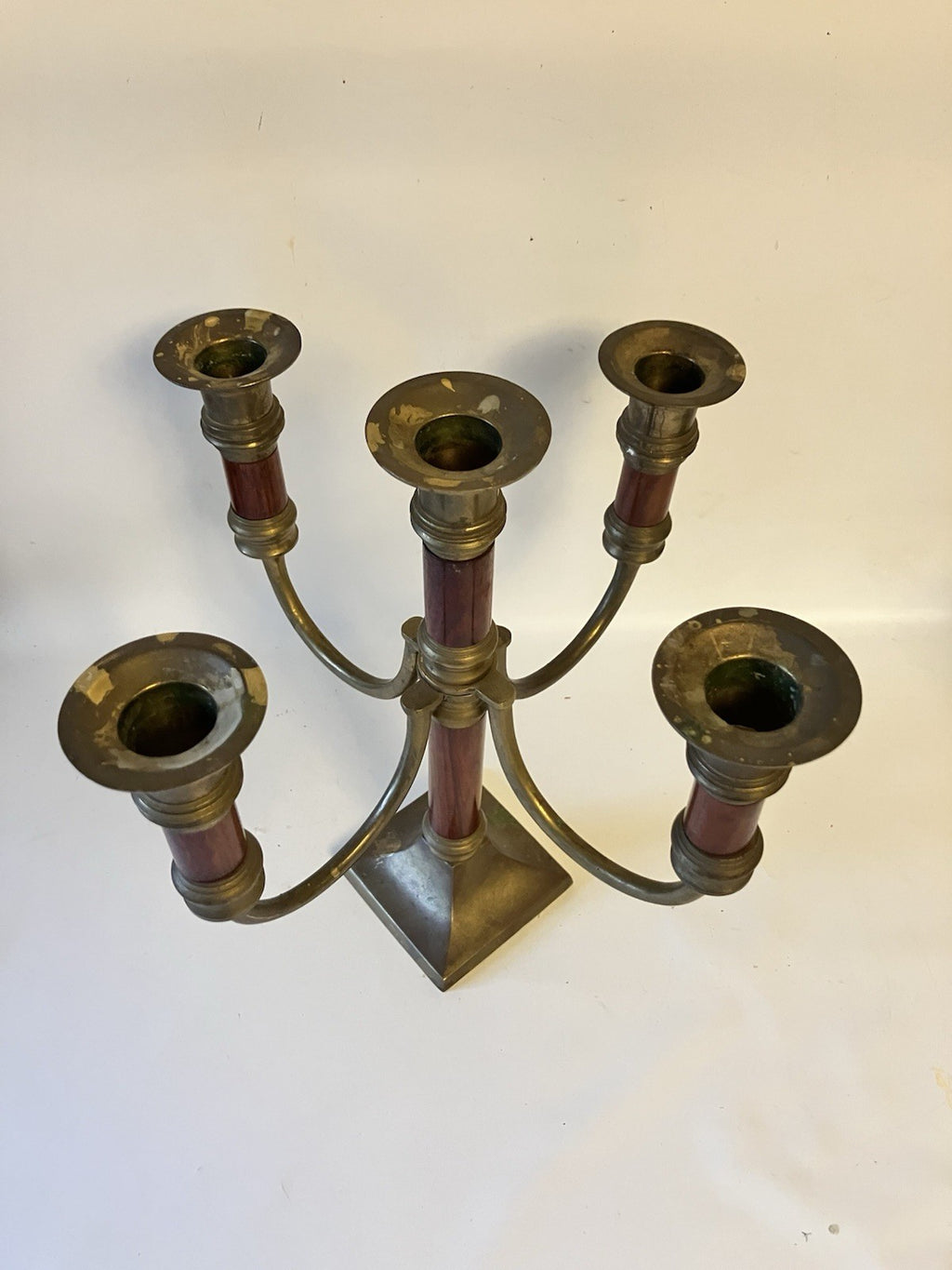 Vintage Brass 4 Arm Adjustable Candelabra With Traditional 5 Candle Capacity