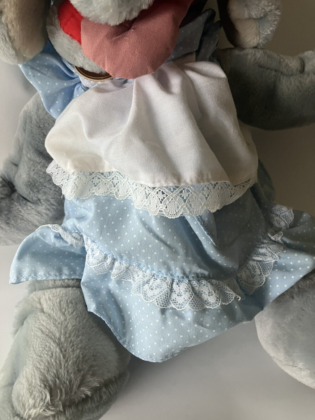 Vintage Ganz Bros Wrinkles The Dog Puppet With Blue Dress EVC