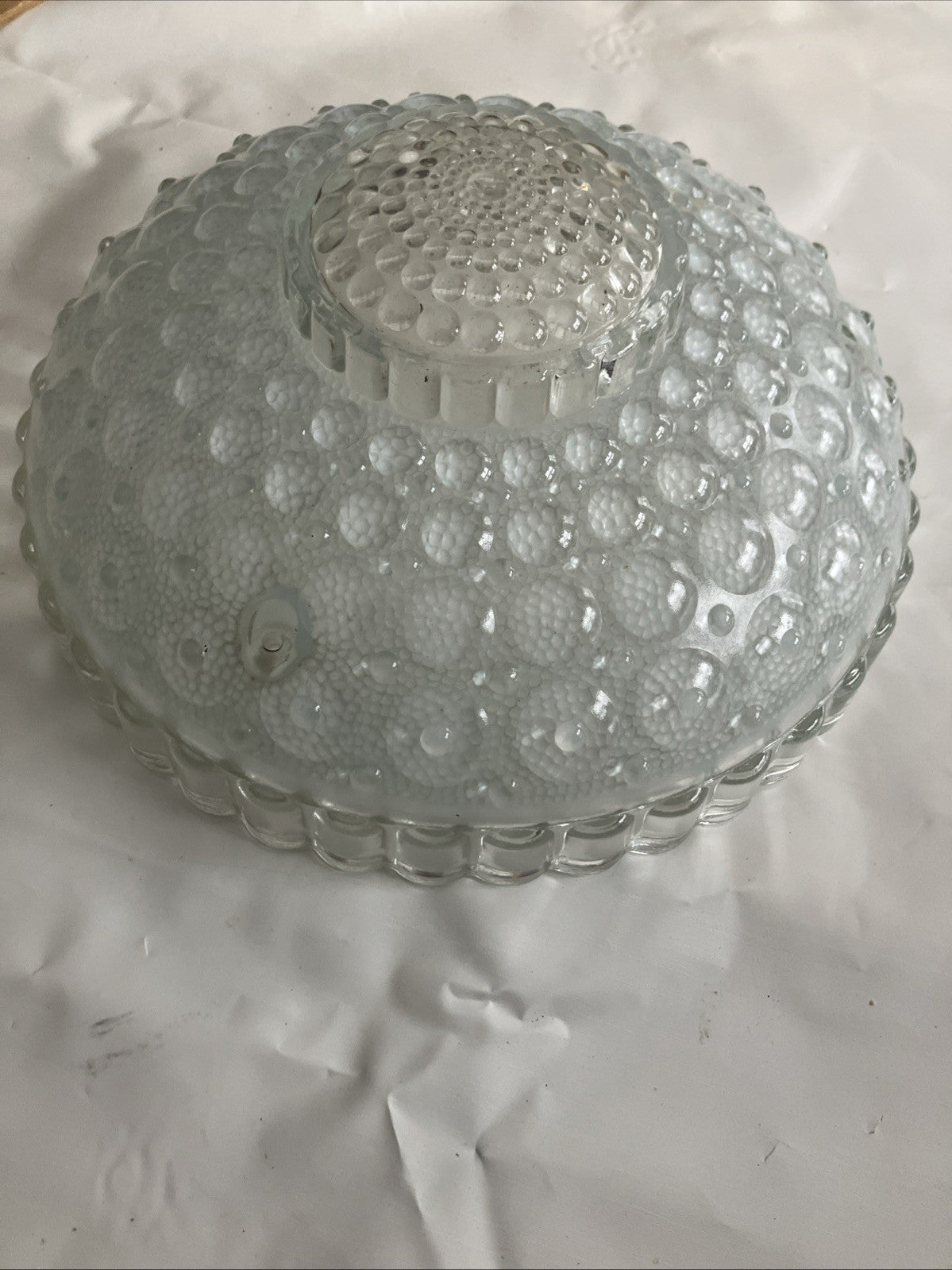 10” White Glass Art Deco Ceiling Light Shade Antique Cover Hobnail Bubble; Clear