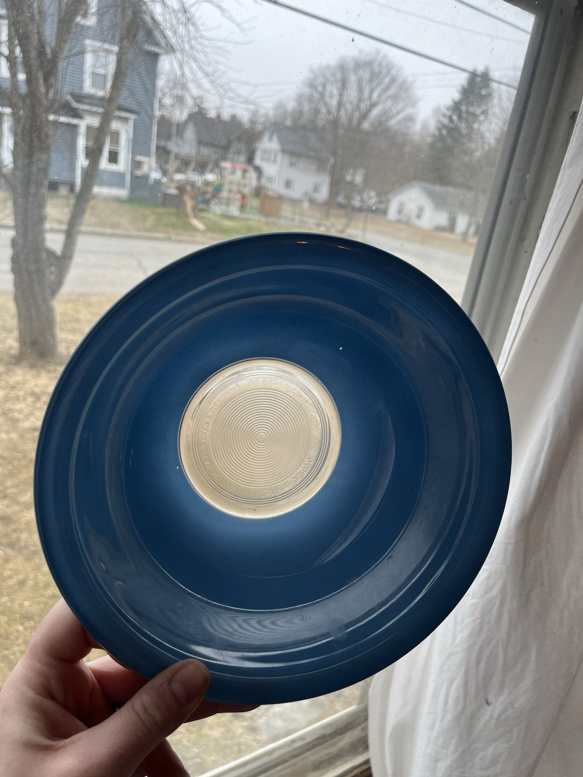 VTG  Pyrex 323 Moody Blue Mixing Bowl CLEAR BOTTOM 1.5 L Nesting Bowl