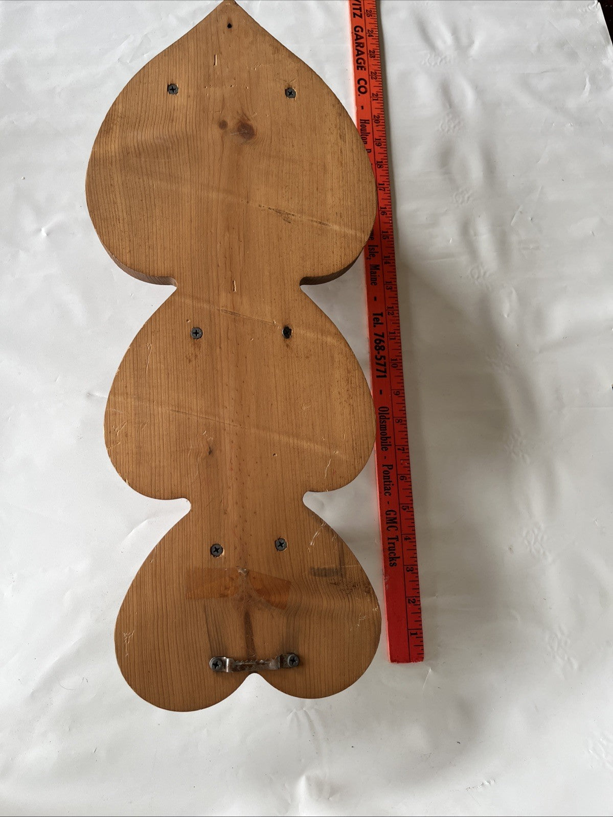 Vintage Wood Three Tier Hanging Heart Shelf