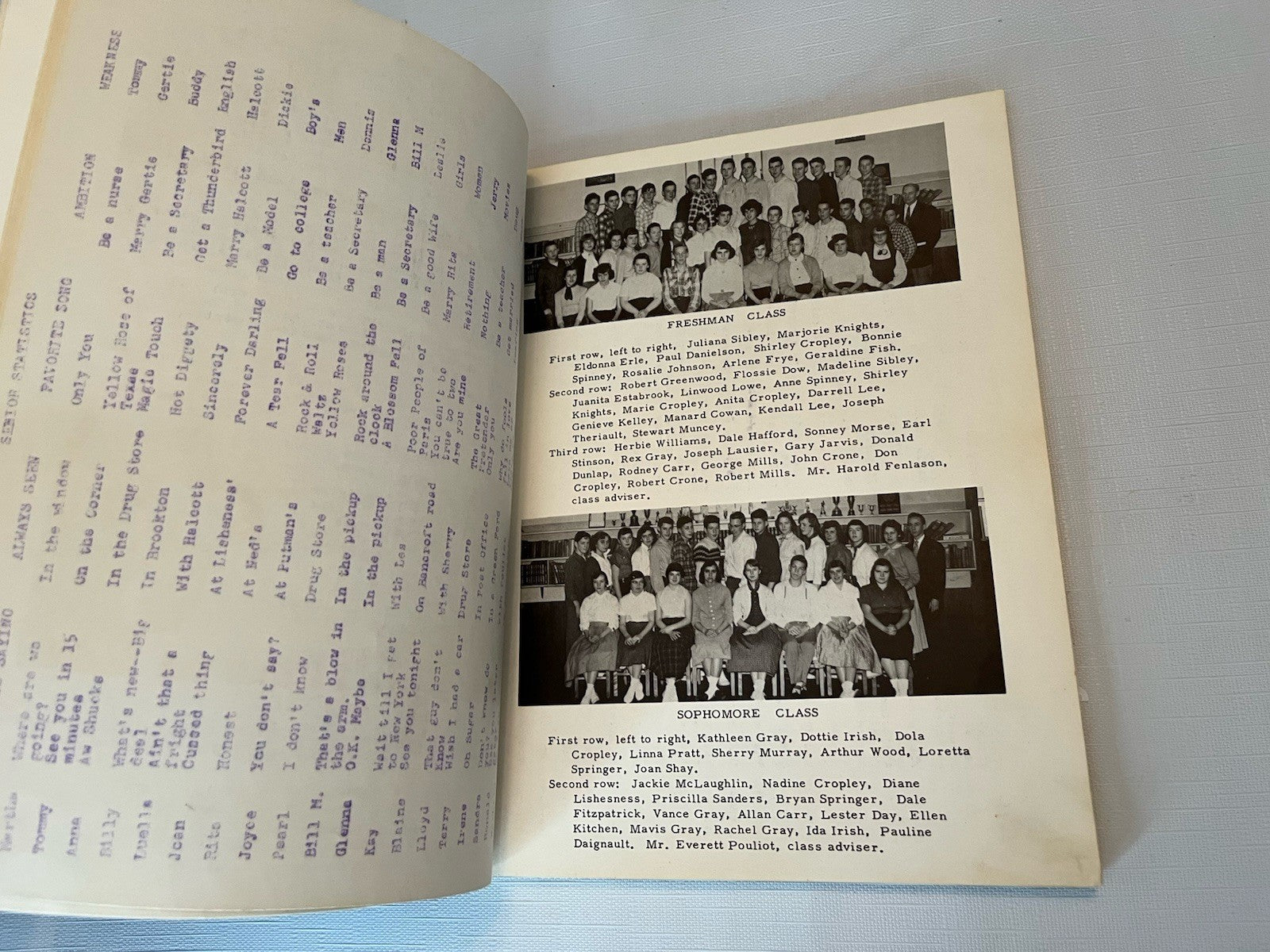 Vintage 1956 Danforth, Maine Yearbook And Grade 5 Class Photo