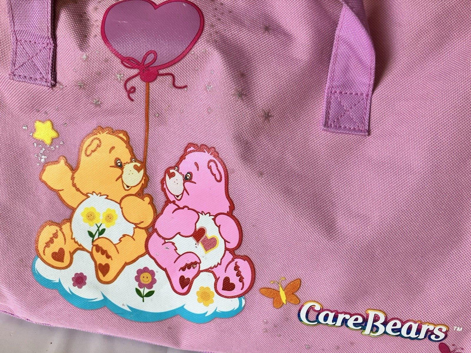 Y2K Pink Care Bear Duffle Bag. EUC With Accessory Bag By FAB Starpoint