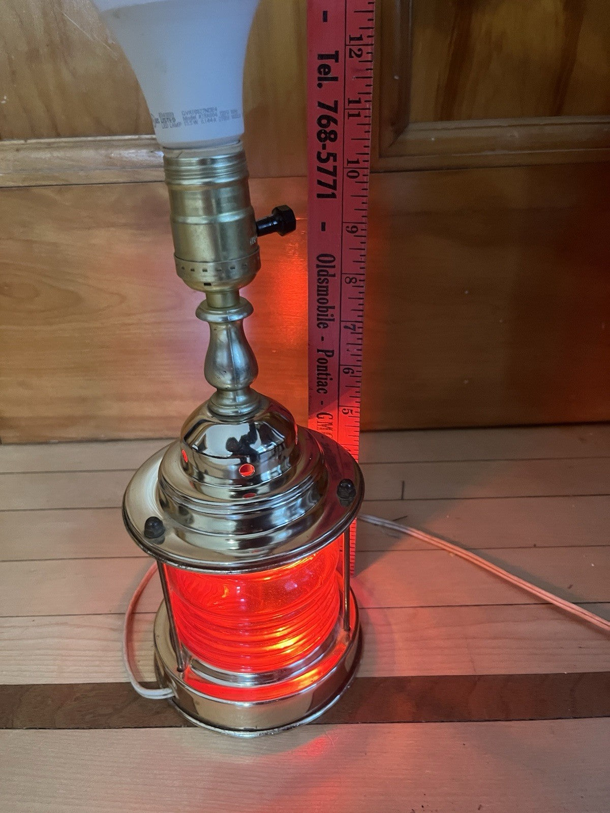 Vintage Nautical Lantern Electric Lamp Green Red Lantern Base 3-Way Lamp 12”