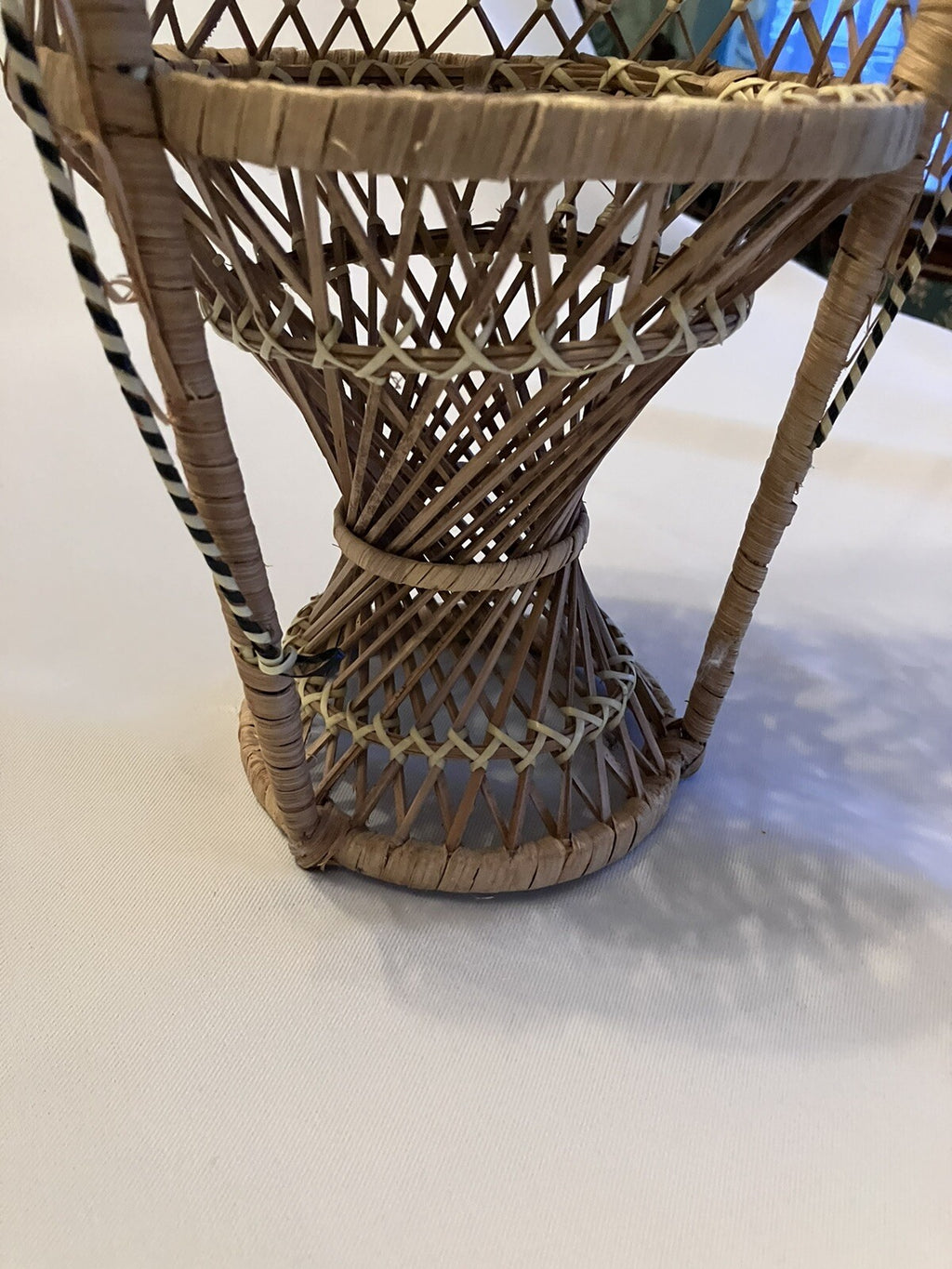 Vintage Wicker Peacock Rattan Chair 15.5 Plant Stand Doll Chair