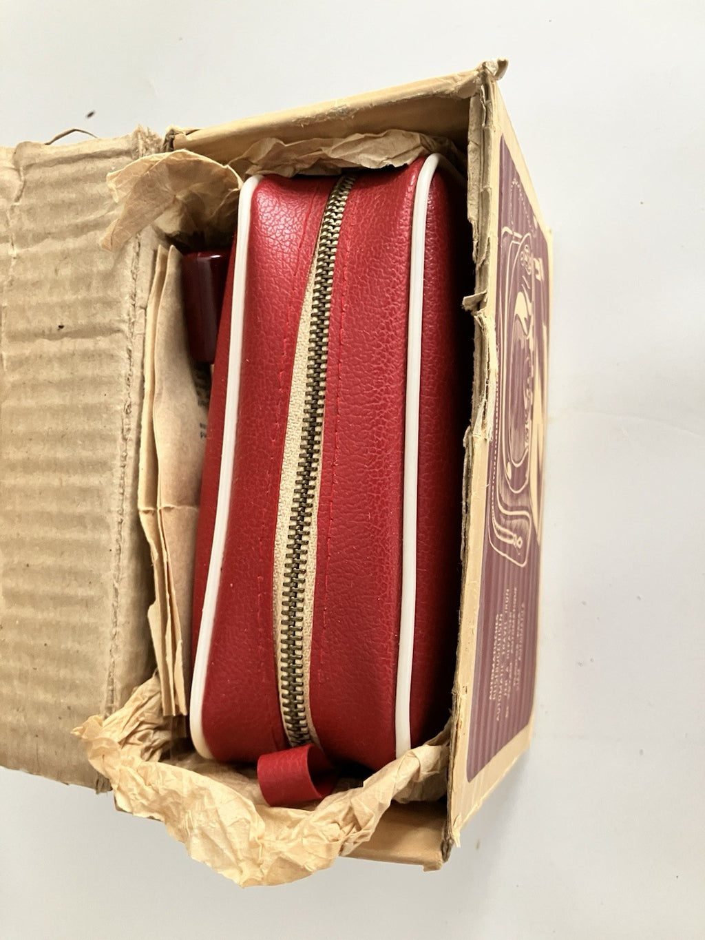 1950s German Zoeller Maroon Travel Iron W/ Original Box, Paper EVC, Never Used