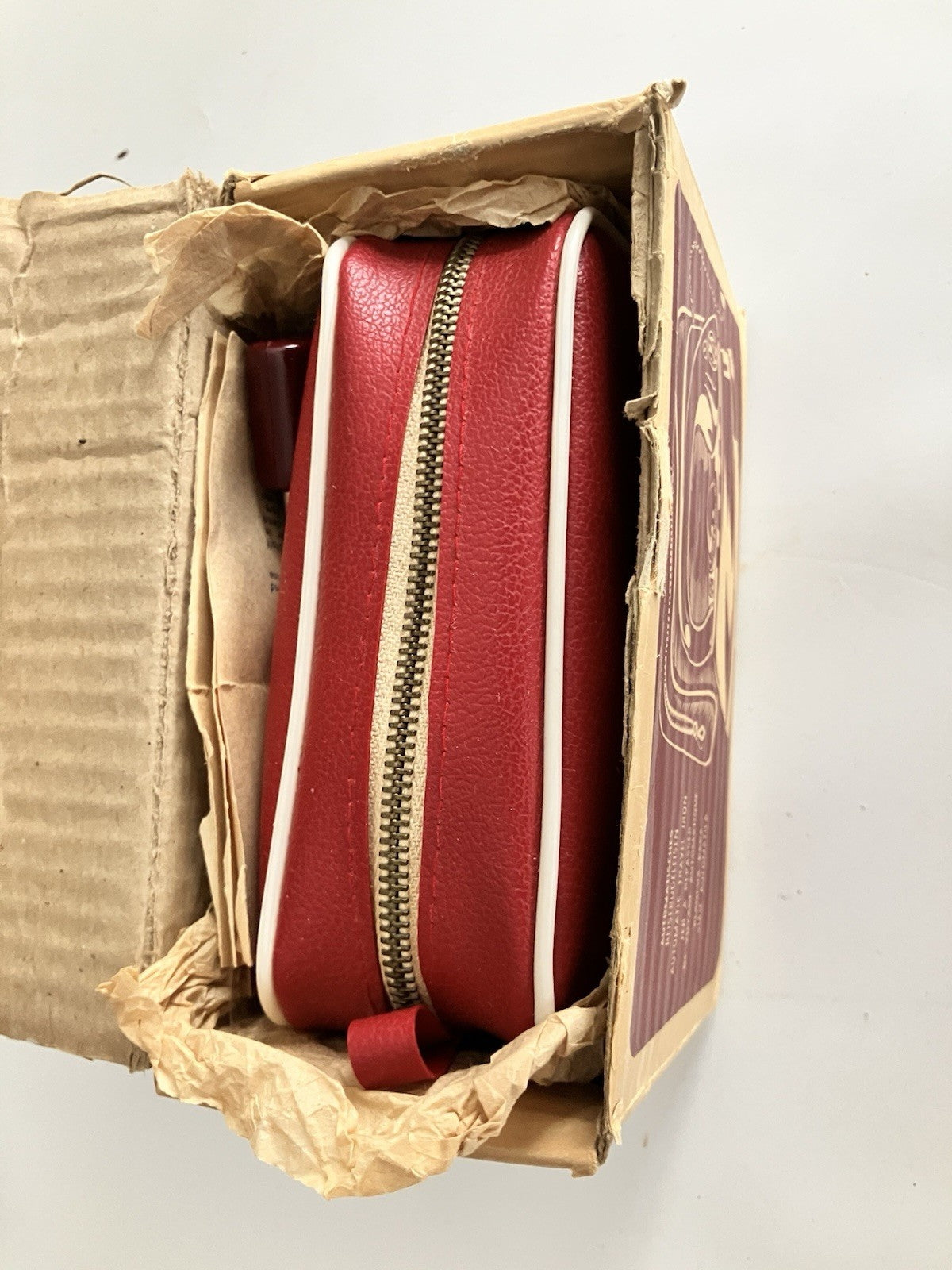 1950s German Zoeller Maroon Travel Iron W/ Original Box, Paper EVC, Never Used