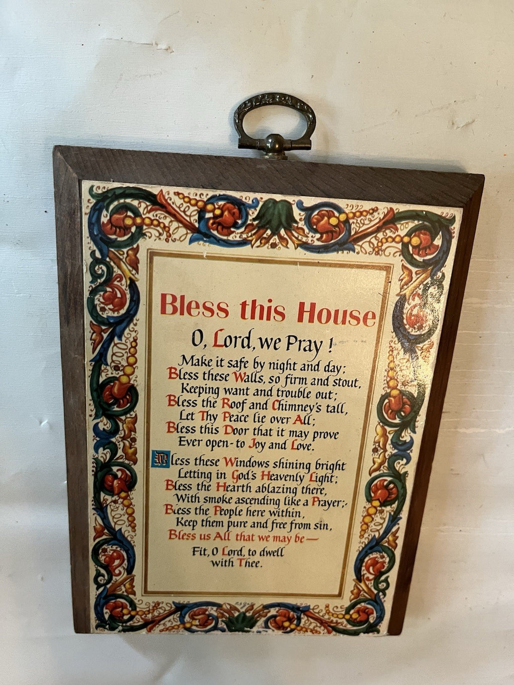 Vintage 5x7” “Bless This House” Small Wooden Wall Plaque
