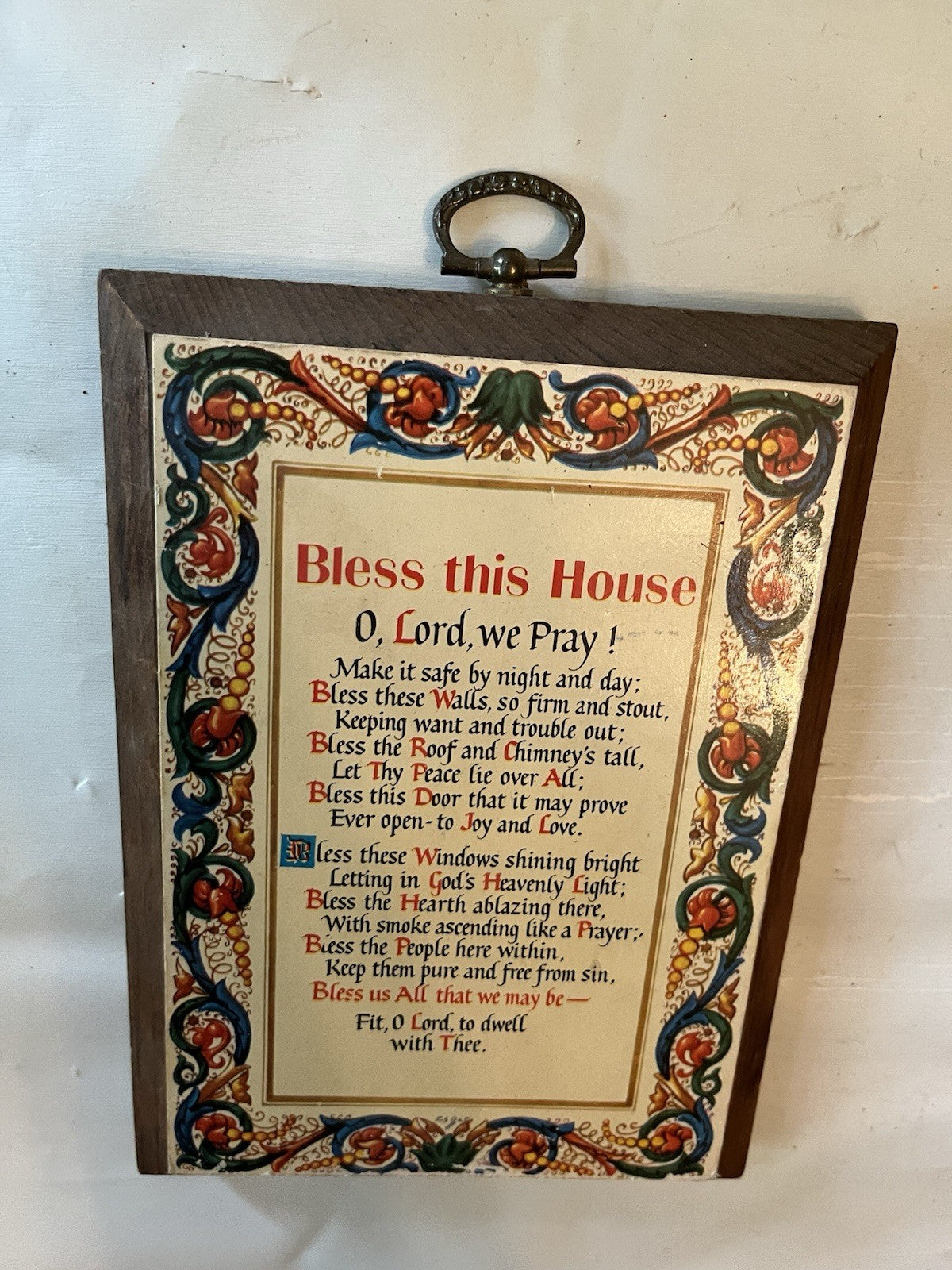 Vintage 5x7” “Bless This House” Small Wooden Wall Plaque