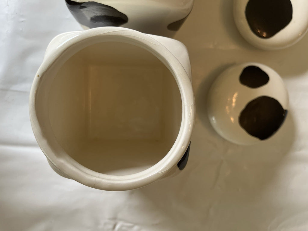 Vintage Country Keepsakes Square Cow Print Canister Set Of 3 W/ Rubber Seal Lids