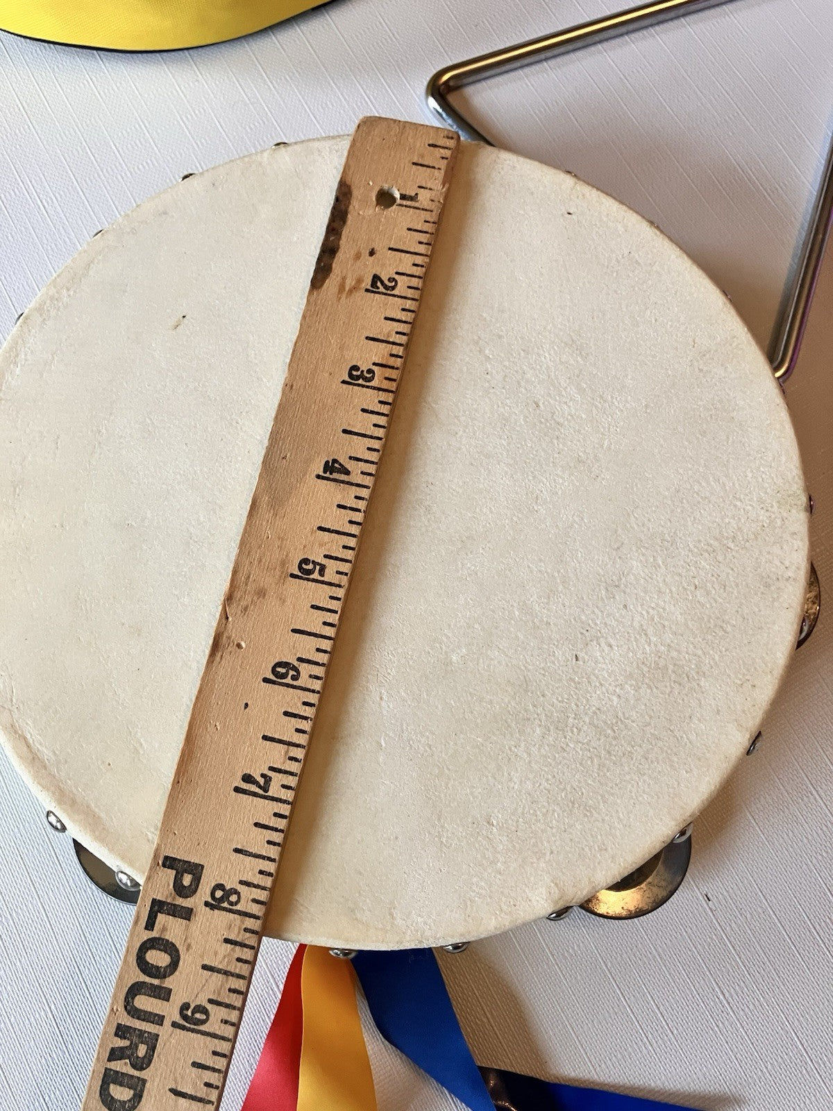 Vintage Child’s Tambourine/Triangle Set With Carrying Case. EVC!