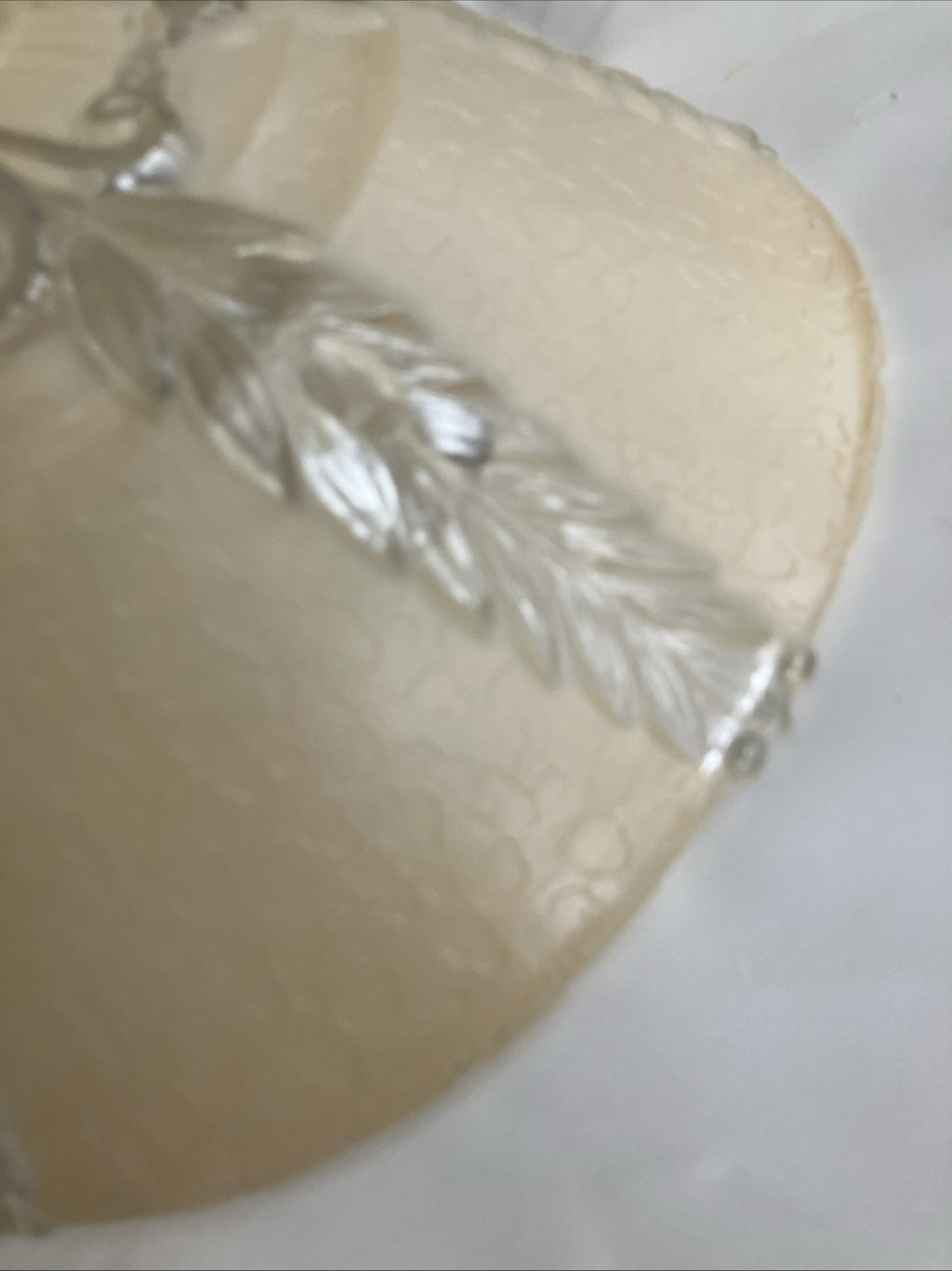 Vintage 1920s  Glass Light Fixture Ceiling Shade 3 Hole Opaque Beige Art Deco