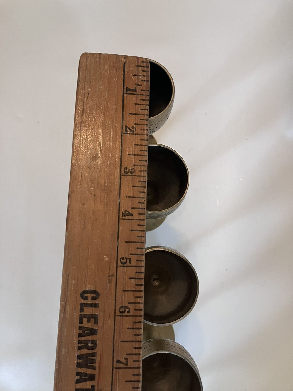 Vintage S/4 Solid Brass Goblets Tulip Stem, Etched Design